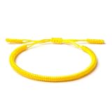 Lucky Buddhist – Tibetisches Glücksarmband + Buddhistisches Geschenk! – Für Männer, Frauen, Teen – Geflochtene Freundschaftsarmbänder, Handgefertigt – Einstellbares Armband für das Handgelenk (Gelb)