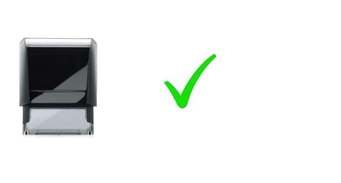 Green Tick - Teacher Reward Stamp - Self Inking Stamp - 18Mm - Ink