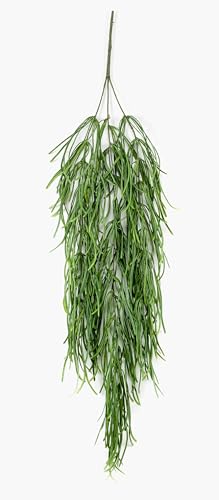 artplants.de Planta Colgante de rhipsalis Textil TALIGA en Varilla de Ajuste, Verde, 80cm - Cactus Artificial - Planta Falsa