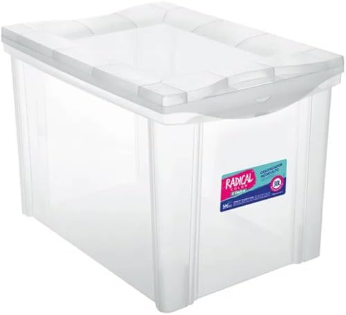 Ordene - Caixa Organizadora Plástica 30 Litros, Cor Cristal, Linha Radical