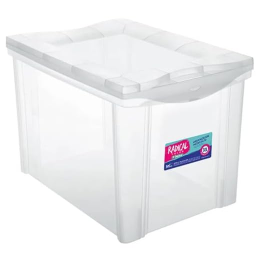Caixa Organizadora Plástica de 30 Litros, Cor Cristal, Linha Radical Color, Ordene.