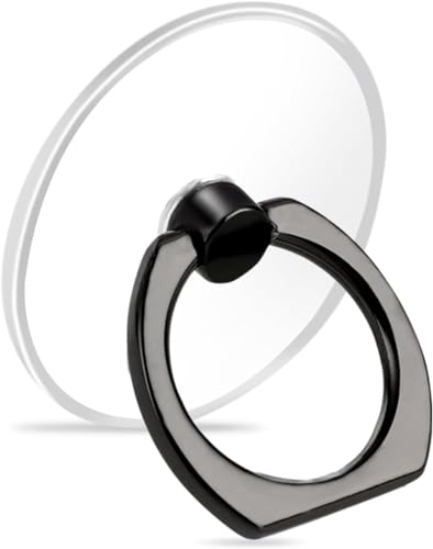 Image of KolorFish Transparent Phone Ring Stand Holder Mobile Phone Ring Holder Finger Grip 360 Degree Rotation (Transparent Black Round)