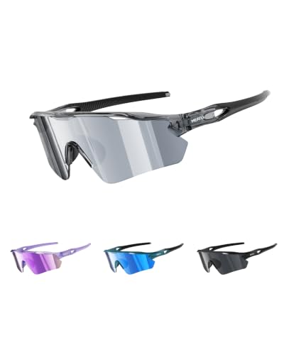 Fahrradbrille Herren Laufbrille Damen, UV400 Sonnenbrille Sportbrille, TR90 Frame mit Verstellbaren Nasenflügel MTB Schutzbrille Schnelle… – Ansicht 1
