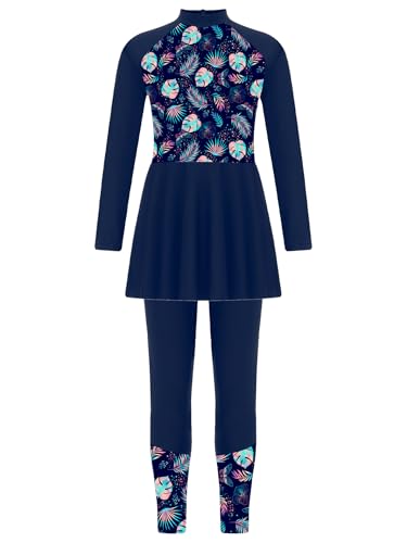 Kids Girls 2 Piece Rash Guard Swimwear UPF 50+ Sun Protection Swimsuit Beachwear Swim Dress Top with Pants3