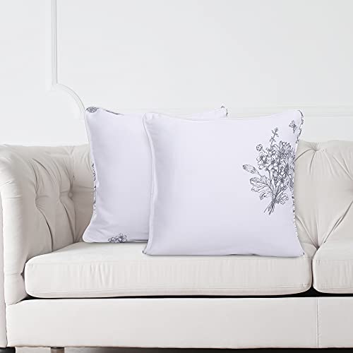 Image of Swayam Cotton Set 2 Decorative Soft Cushion Case Square Pillowcases for Couch Sofa Bed Living Room| 12 X 12 Inches | White
