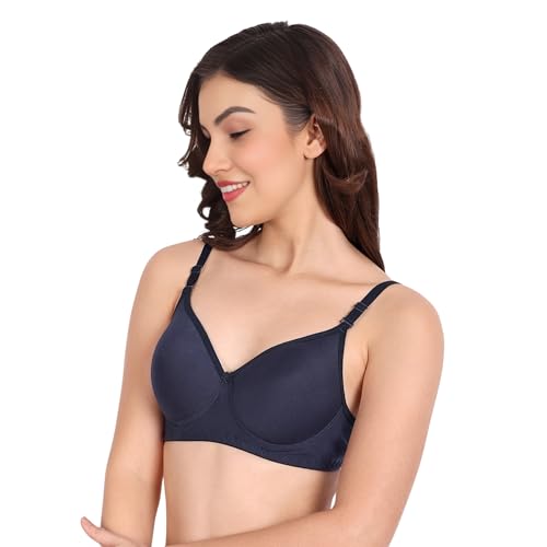 Image of Padded Everyday Bra for Women - Made of Pure Cotton Full Coverage Non Wired Seamless Pushup Soft Cup for T-Shirt Saree Dress Sports Garment for Daily Use Everyday