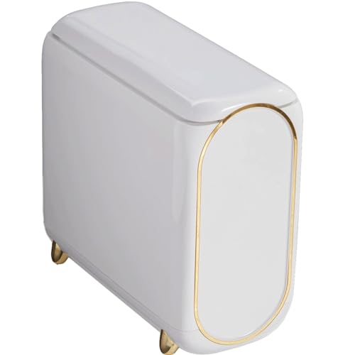 Caneca de basura con ruedas color blanco forma cilíndrica
