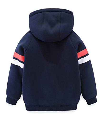 Funnymore Boy's Sherpa Fleece Lined Jacket,Navy Stripe Spring Fall Winter Warm Hoodie Coat Clothes 4T #TOP2