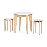 Child Craft Geo Table and Stools Set, Includes Table and 2 Stools, Fun Geometric Design, for Kids Ages 3-6 Years (White/Natural)