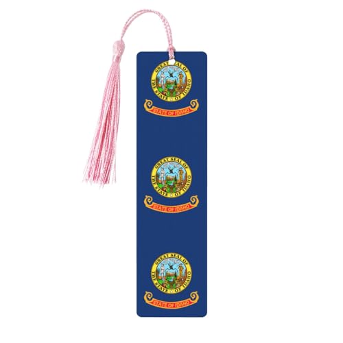 アイダホ州旗プリント タッセル付き木製ブックマーク 5個 読書ページマーカー ブックマーク 男性女性へのギフト。