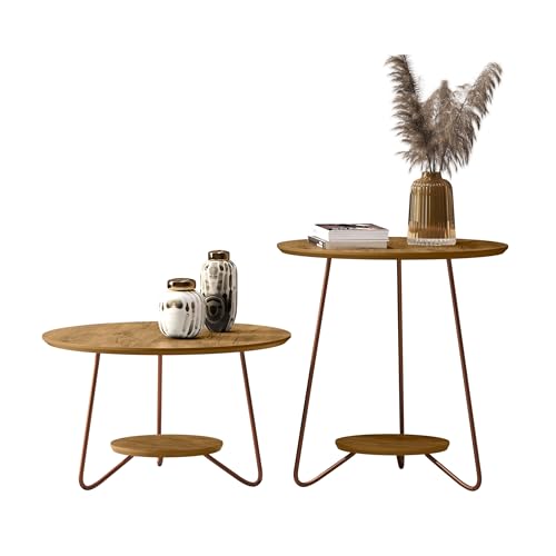 Conjunto 2 Mesa De Centro E Canto Lateral Liz Sala Sofá (Freijó)