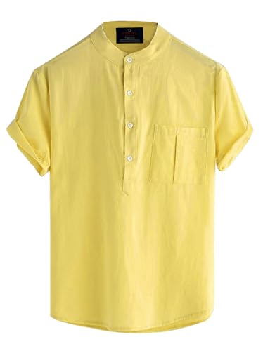 Image of Amazing Crafted Men's Half Sleeve Cotton Short Pocket Kurta