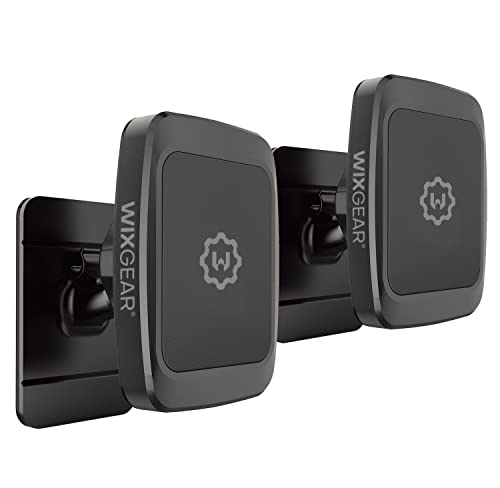 WixGear (2 Pack Universal Stick On Dashboard Magnetic Phone Car Mount for Cell Phones and Mini Tablets with Fast Swift-snap Technology (Newer Bigger Model)