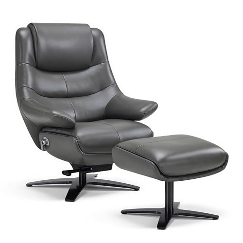 MCombo Swivel Recliner with Ottoman, 100% Genuine Leather A7100