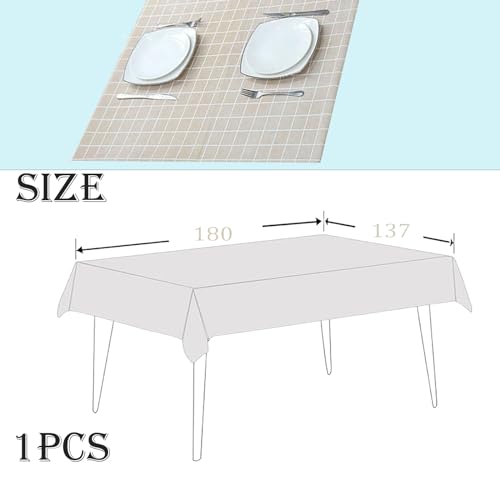 1pcs137*180cm Coffee Checkered PVC Table Cloth Party Wipeable Tablecloths Rectangular, Plaid Tablecloth Plastic Wipe Clean Tablecloth Stain Resistant Waterproof,Oil-proof Table Cover for Dinner Party - Image 3