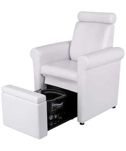 Buy-Rite Mona Lisa Plumb-Free Pedicure Chair - White Spa Station with Reclining Back, Removable Headrest, Locking Leg Rest & Retractable Base for Portable Footbaths, CHM-2320-5H-WHITE