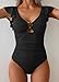 Eomenie Womens Ruffled One Piece Swimsuit Slimming Tummy Control Bathing Suit V-Neck Cutout Swimwear for Resort Wear