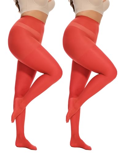 Citystl 2 Pairs Plus Size Sheer Tights for Women -