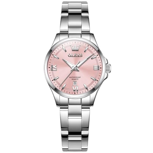 Image of OLEVS Quartz Watch Women Silver Stainless Steel Waterproof Luminous