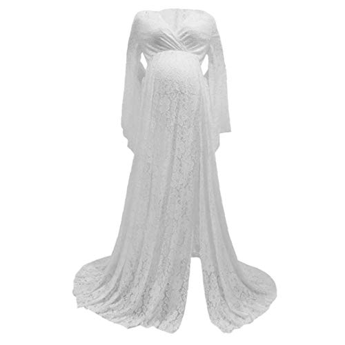 Yililay Schwangerschafts-Fotografie-Kleid mit V-Ausschnitt Lace Langarm...