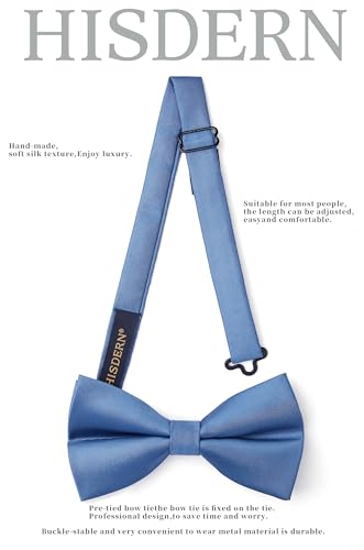 Image of HISDERN Bow Ties for Men Pretied Bowties Classic Formal Business Bow Tie Adjustable Tuxedo Bowtie for Wedding Party