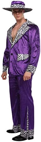 Maxim Party Supplies Adult Player Mack Daddy Hustler Costume Velvet Suit Includes Hat, Suit Jacket, Pants, Gold Chain