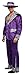 Maxim Party Supplies Adult Player Mack Daddy Hustler Costume Velvet Suit Includes Hat, Suit Jacket, Pants, Gold Chain (Medium/Large, Purple)