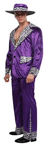 Maxim Party Supplies Adult Player Mack Daddy Hustler Costume Velvet Suit Includes Hat, Suit Jacket, Pants, Gold Chain