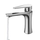 Agua fría y caliente: No Grifo de lavabo de acero inoxidable for baño, mezclador de un solo orificio, agua fría y caliente, grifo clásico for lavabo.(Black)