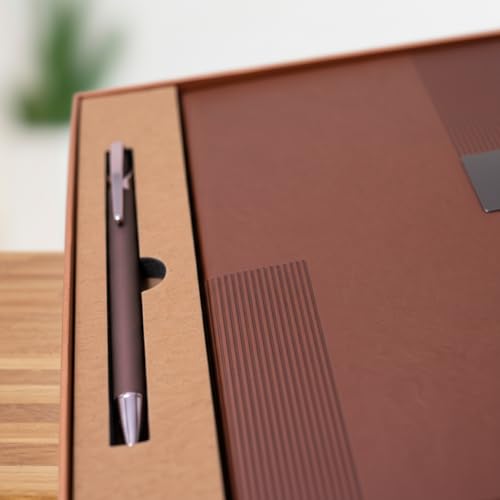 Image of Teak Wood Customized Diary With Pen - 2 in 1 Combo for Corporate Gifts Ideas, Office Diary With Name - Ideal Corporate Gifts for Employees, Premium Dirayi Pen Combo for CorporateGifts (Brown S1)