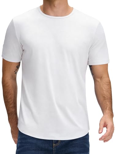 JEMLDL White Tshirt for Men Short Sleeve T Shirts Plain Casual Classic T-Shirts Lightweight Breathable White XL