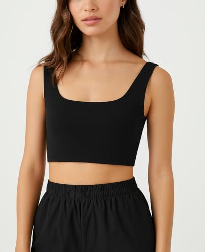 Sexy Basics Women's Tank Sport Bra | Workout Spandex Cami Crop Tank | 4 Way Stretch Pullover Sport Top | Multi-Packs3