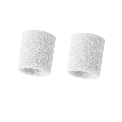 Sweat Bands Wristband - 2pcs Sweatbands - Athletic Soft Cotton Wrist Bands - Wrist Band Sweatband for Men and Women,Fitness Arm Sweatband, Sports Sweatband Bracelet for Tennis Running (white)