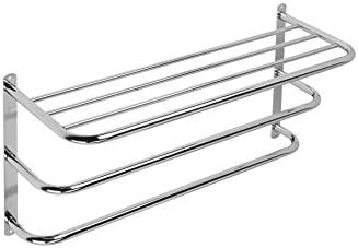 Croydex QM261841 Chrome Plated Mild Steel Wall Mounted Towel Rack and Additional Rails, 21.5 x 63 x 30 cm