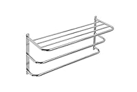 Croydex QM261841 Chrome Plated Mild Steel Wall Mounted Towel Rack and Additional Rails, 21.5 x 63 x 30 cm