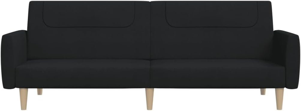 Sofa Bed Black Fabric (100% Polyester) Living Room Furniture