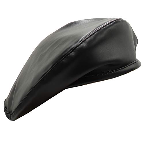Wheebo PU Leather Beret Hat for Women Girls Lady, French Style Artist Painter Cap (Black)