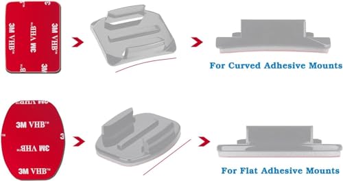 Image of micros2u 3M Double-Sided Sticky Pads (Pack of 10) for GoPro Hero. 4 x Flat, 6 x Curved