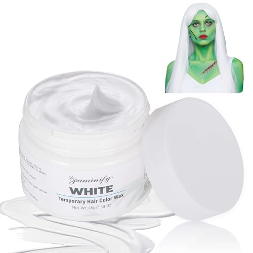 paminify White Temporary Hair Color Dye for Adults Kids,Washable Halloween Temporary Hair Dye for Frankenstein Cosplay,Instant DIY Hair Coloring Gel Cream for Makeup Carnival Birthday Party