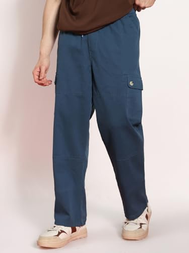 Image of Urbano Fashion Men's Loose Baggy Fit Cargo Jogger Chino Pant with 6 Pockets Stretchable