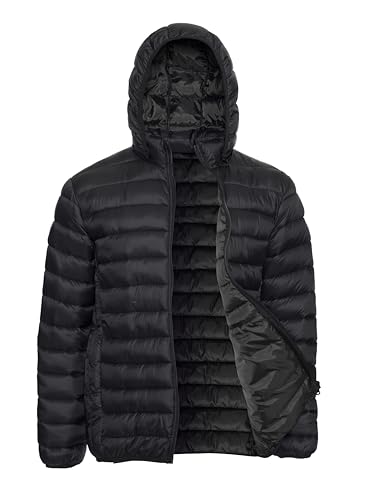 1826 Outdoor Men's Lightweight Hooded Puffer Winter Jacket, Insulated Puffy Coat for Snow Ski Hiking Travel Detachable Hood