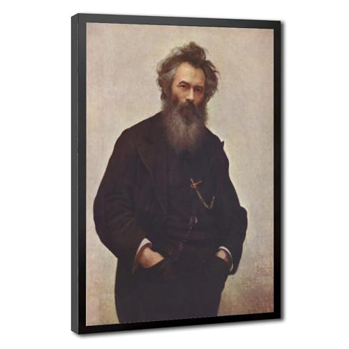 Toile décorative avec cadre portrait d'Ivan Shishkin par Kramskoi, finition musée 20x30cm