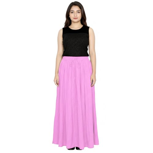 Image of Sttoffa Women Solid Color Maxi Plain Cotton Full Length White Skirt 40 inch Long Cotton Long Skirt