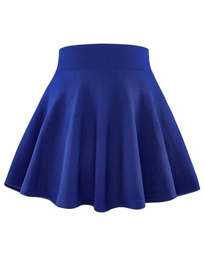 BOOPH Kids Girls Skirt Casual Mini Flare Plain Pleated Skater Uniform Skirts 8-9 Years Blue
