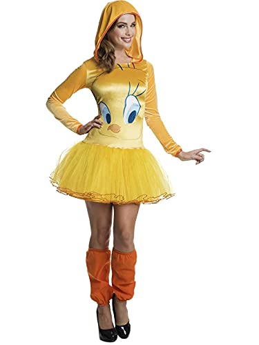 Costume Titi Looney Tunes femme en peluche douce avec grands yeux brodés
