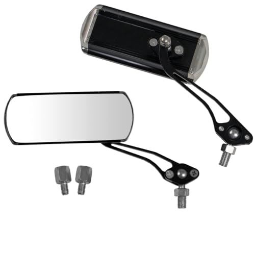 Coppia Specchietti Retrovisori Specchi Moto Chopper Nero Dx+Sx Custom