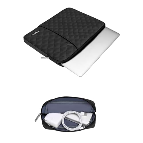 14" Mosiso Quilted Laptop Sleeve w/ Small Pouch (Black) - image 4