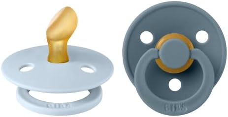 BIBS Colour Anatomical Soother 2-Pack, BPA Free Dummy Pacifier, Orthodontic Nipple. Natural Rubber Latex, Made in Denmark. 0-6 Months (Pack of 2), Ivory / Sage