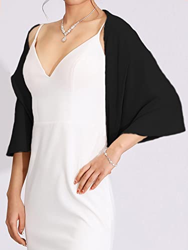 Aukmla Women Bolero Shrug for Evening Dresses Wedding Party Jacket Prom Shawls and Wraps Cover Up with Rhinestones Bukcle3
