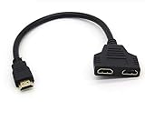 Adaptateur Adaptateur 2 Ports Cable HDMI pour Mac et PC Television TV Console Gold 3D Full HD 4K Ecran 1080p Rallonge (Noir)